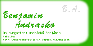 benjamin andrasko business card