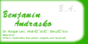 benjamin andrasko business card